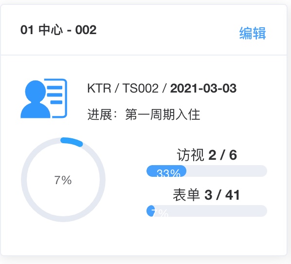 在受试者概况页面编辑
